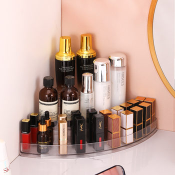 New Corner Multi-Layer Pet Storage Box Desktop Cosmetic Box Dust-Proof Transparent Organizing Box Skin Care Product Bathroom