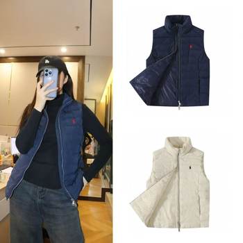 Cross-Border 2025 Winter Rl Laffy Pony Embroidered Stand Collar Sleeveless Vest down Jacket Casual Versatile Jacket