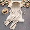 Light and Sophisticated Style Knitted Suit for Women in Autum New Design Single-Breasted Cardigan High-Waist Slimming Wide-Leg Pants Two-Piece Set