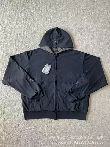 Correct Version in Stock 25Fw Paris New Reversible Double-Layer Hooded Sweatshirt Jacket Faded Gray Washed Effect