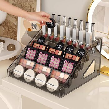 Cosmetics Storage Rack Desktop Multi-Layer Acrylic Skin Care Product Storage Box Ladder Lipstick Eye Shadow Tray Organizer