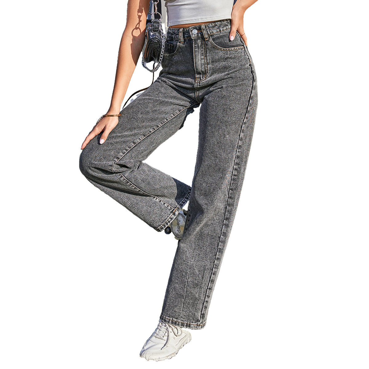 Womens Fashionable Ripped Straight Leg Jeans Trendy Slim Fit Casual Style Perfect for Everyday Wear Wholesale