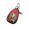 2023 New genuine leather women's key case retro ethnic style fashion zipper ornaments car key color printing women's bag
