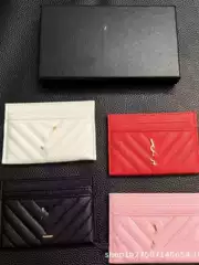 Caviar Card Holder, Card Case, Luxury Leather Card Holder for Major Bank Cards and Id, Exquisite Stitching, V-Pattern Credit Card