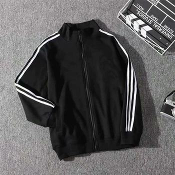 Three Stripes Stand Collar Sportswear 25 Autum New Stripesd Long-Sleeved Sweatshirt Jacket Men's Korean Style Jacket Cardigan