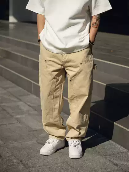 Trs Japanese Trendy Workwear | 26Ss Kaha B01 Washed Vintage Double-Knee Casual Lumberjack Work Pants for Men and Women