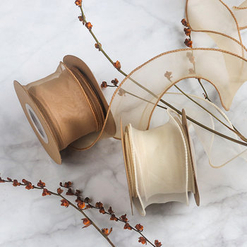 Cake Fresh Flower Ribbon Bow Tie Headdress Material Wave Roll Packaging Fishtail Gauze Woven Satin Floating Ribbon Wholesale