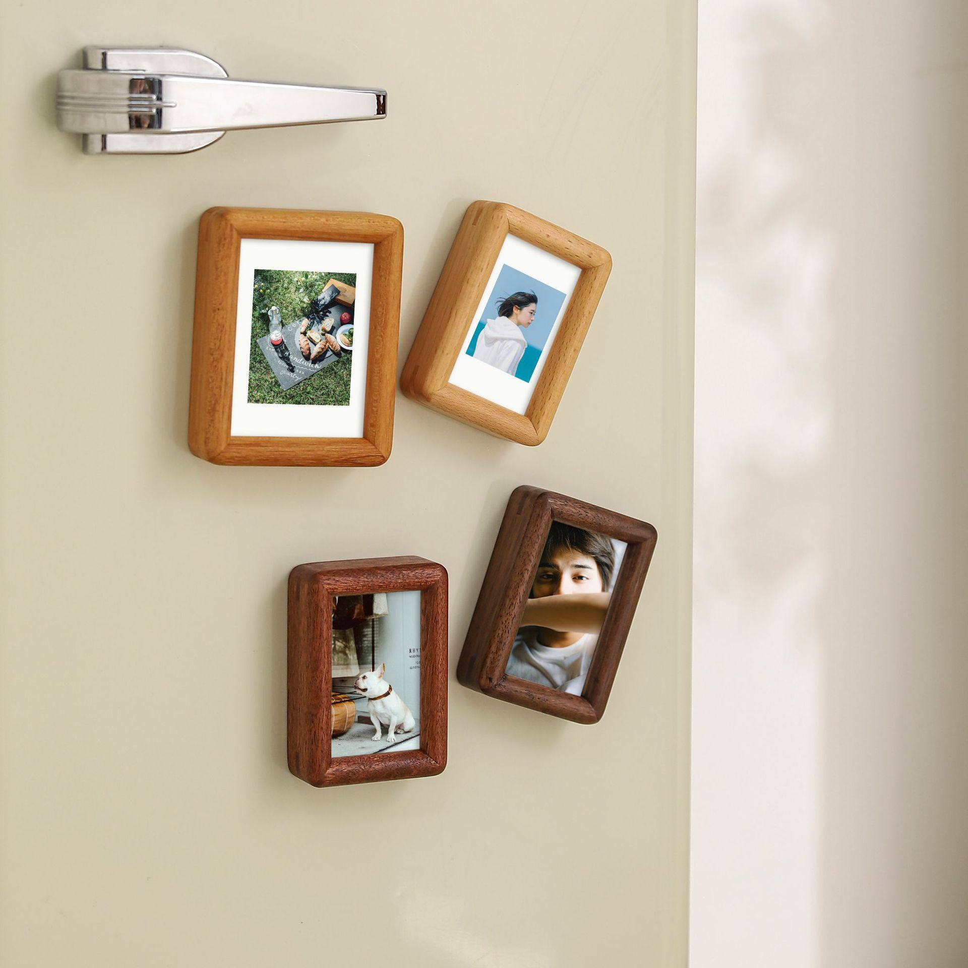 Black Walnut Solid Wood Photo Frame with Mortise and Tenon Mini 3inch 4inch Magnetic Fridge Magnet Photo Frame DIY Polaroid Display Stand