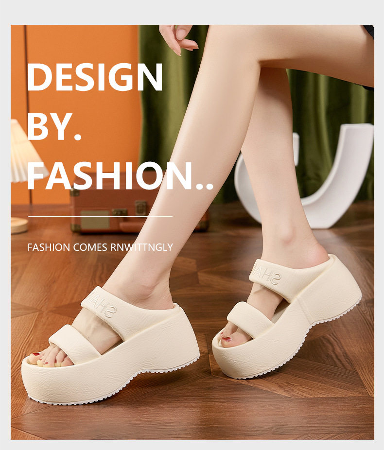 Dép sandal nữ quai chữ V đế chống trượt mùa hè — Trắng, Vàng, Xanh chi tiết 10