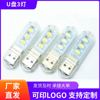 Portable Dormitory USB Night Light Double-Sided Power Bank Laptop Led Light-Emitting Small Lamp White Warm Light Desk Lamp