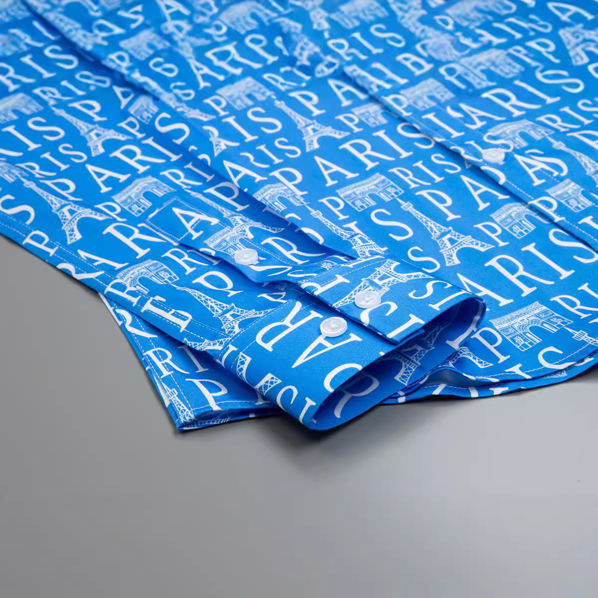 Áo sơ mi nam dài tay cotton in họa tiết chữ cái phong cách casual — Như hình