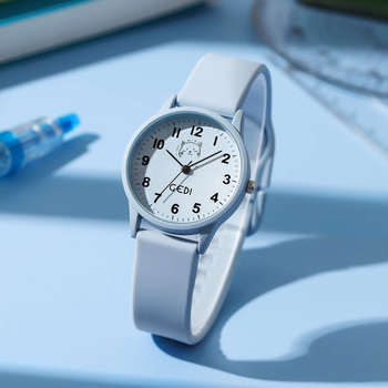 Goldie Candy Color Silicone Student Watch Small Cartoon Round Dial Quartz Watch Ladies Waterproof Watch Wholesale