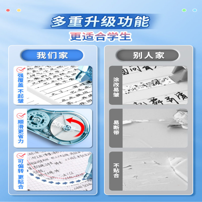 Deli Correction Tape, Ultra-Large Capacity, Silent and Smooth Correction Tape, High-Looking Student Stationery Supplies Correction Tape Wholesale