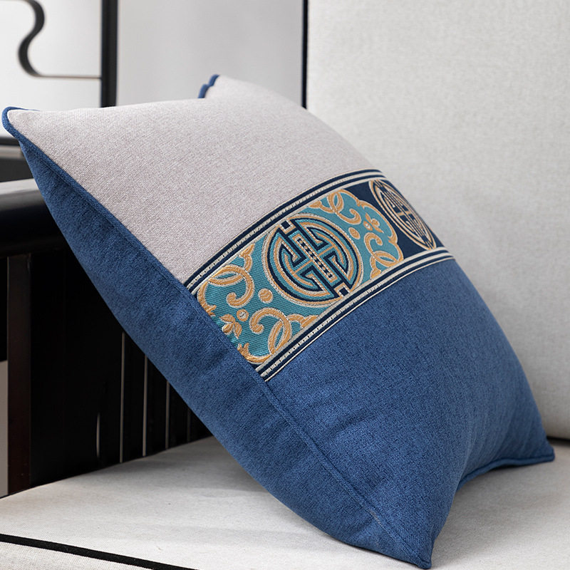 Light Luxury New Chinese Style Pillow Sofa Living Room Chinese Style Cushion Cover Wedding Red Pillow Case Linen Cotton Linen Bedside