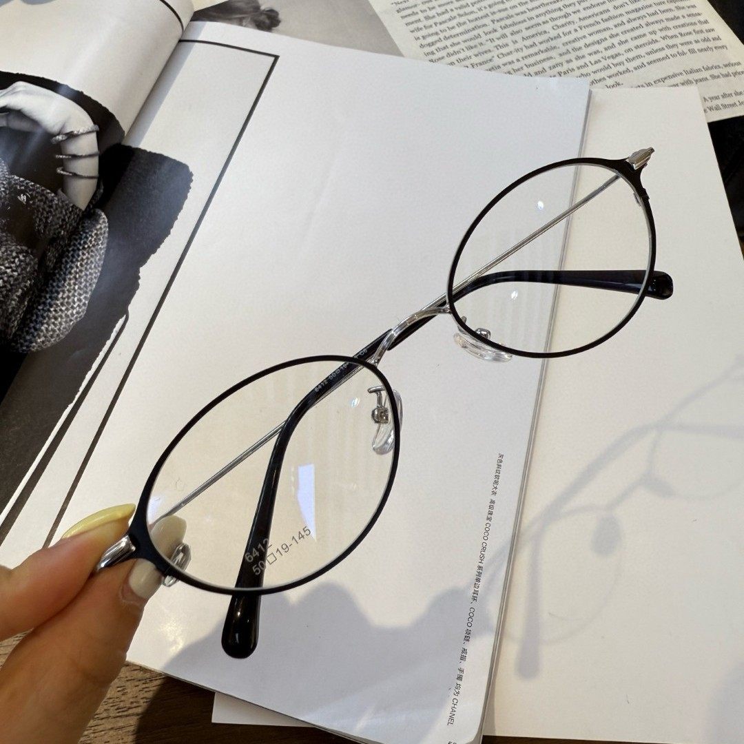 New Glasses Frame Oval Frame Metal Glasses Frame Ultra-Light Frame Elegant Myopia Frame Full Frame Glasses Frame 6412