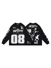 American Retro Hellstar Unisex Hoodie with Number Print for Fall/Winter, Loose Fit
