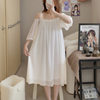 Maternity Wear Spring and Autumn Off-Shoulder Mesh Pajamas with Chest Pads Long Palace Style Sweet and Simple Home Wear 345