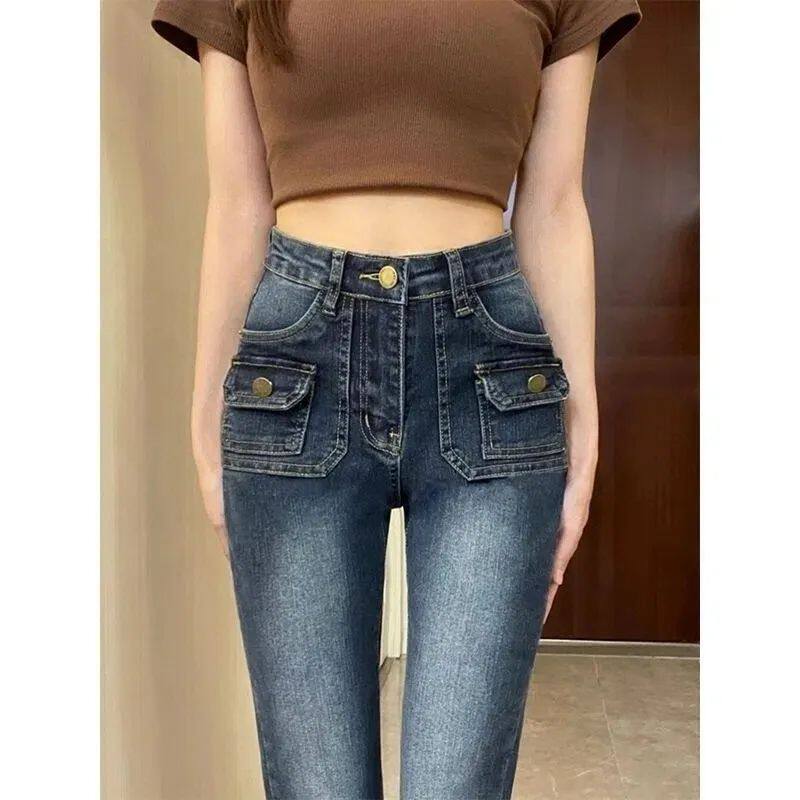 High Waisted Flared Trousers for Women Spring Korean Style Slim Fit Stretch Fabric Floor Length Wholesale