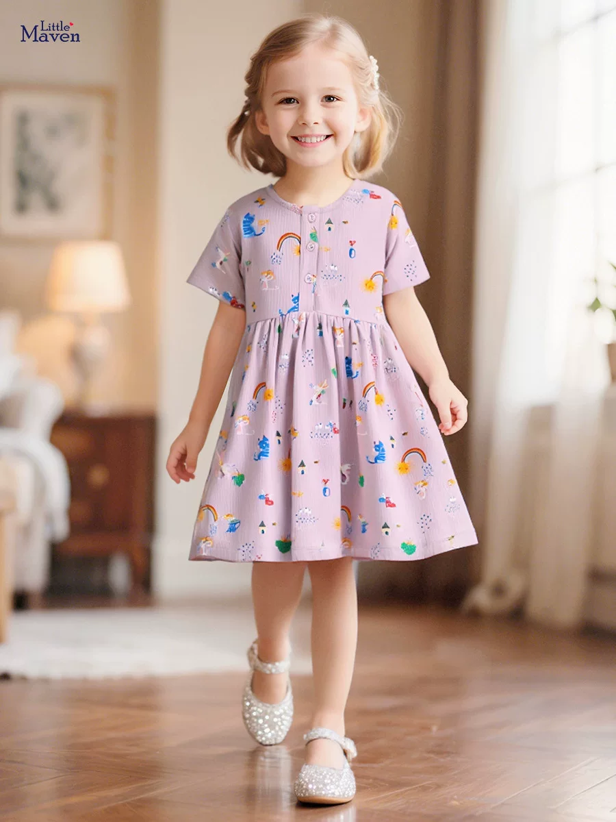 Girls' Summer Short-Sleeve Dress, New Kids' Princess Dress