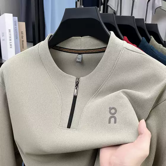 Cross-Border Trade Half-Zip Men's Sweatshirt 2025 Autumn New Men's Autumn Top Jacket Trendy Brand High-End Feel
