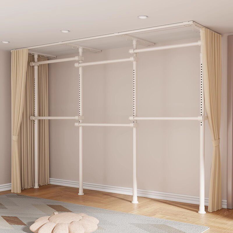 Floor-To-Ceiling Clothes Rack for Home Use, Extendable Hanging Rod for Bedroom, Simple Wardrobe Rack, Clothes Drying Rod