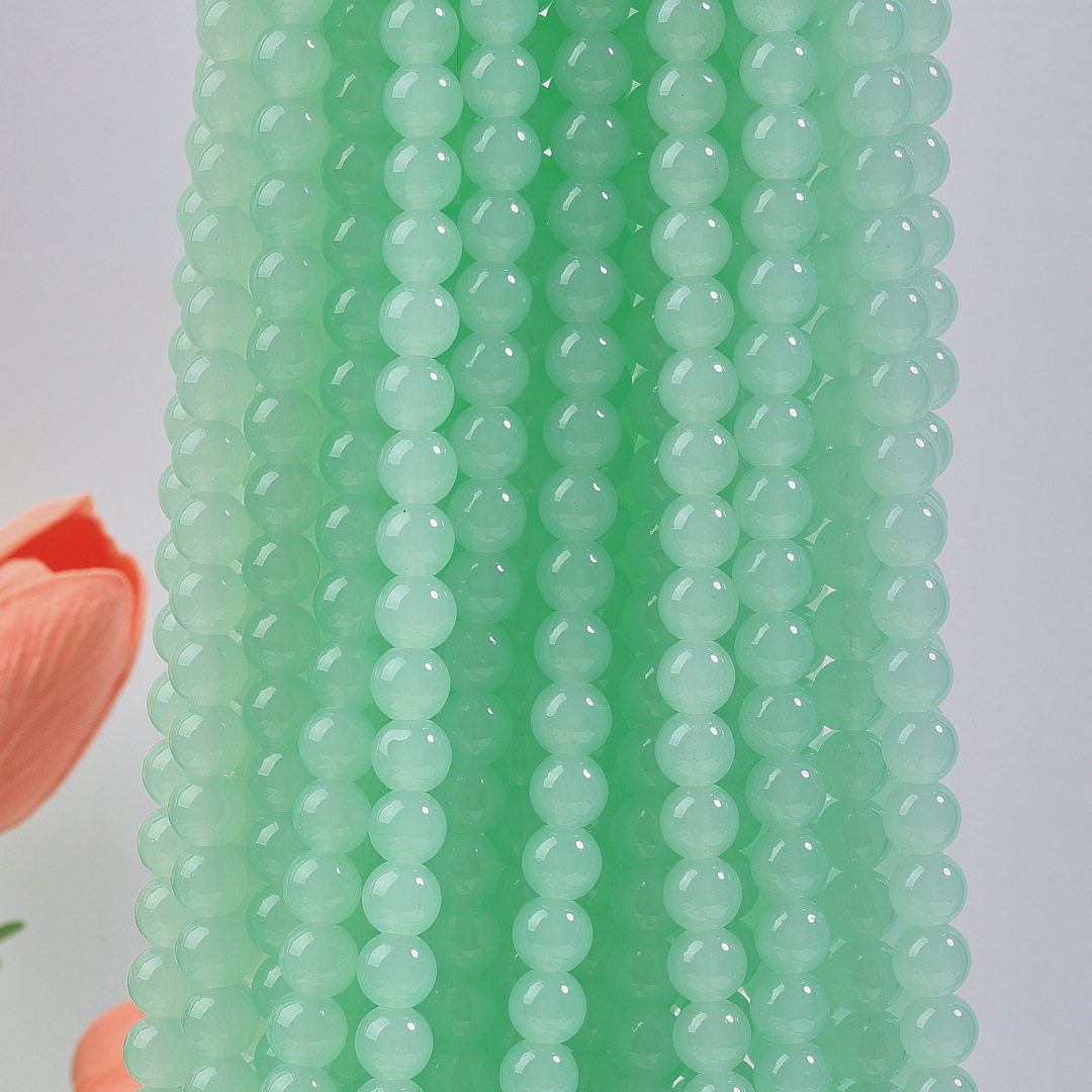 玻璃仿玉圆珠纯色散珠手工diy玉髓手链项链散珠子琉璃珠饰品配件