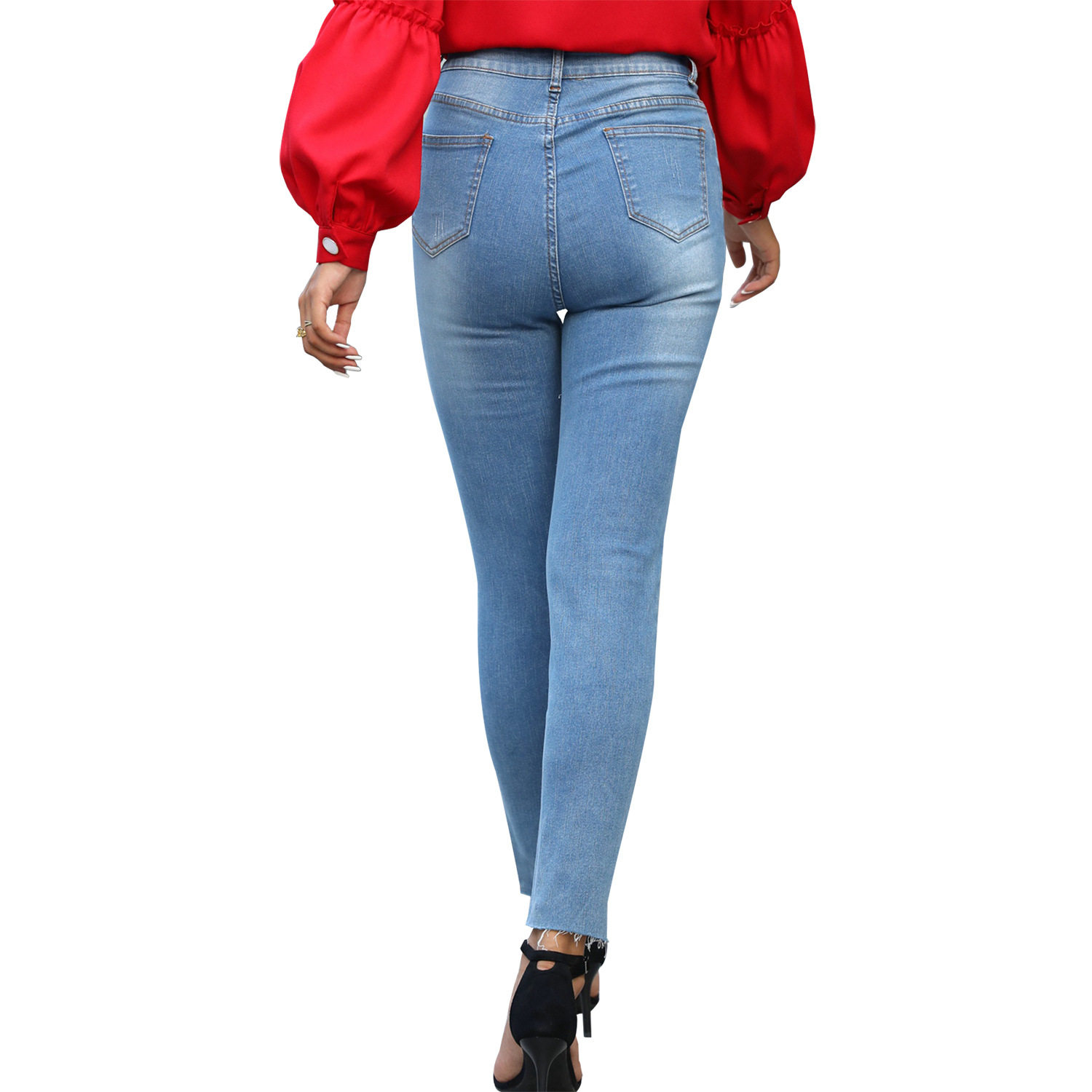High Waisted Slim Fit Jeans Versatile Comfortable Trendy Autumn Winter Fashion for Women Wholesale Available