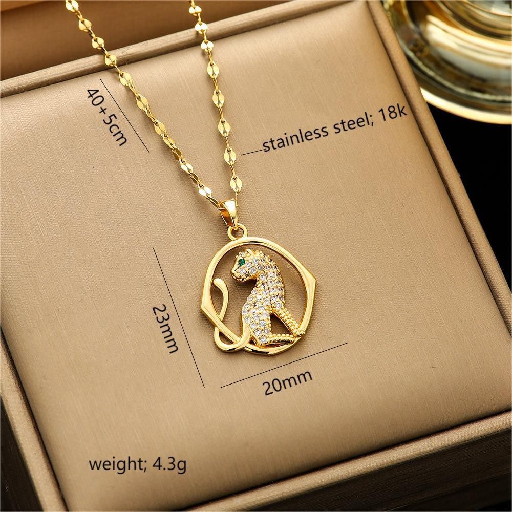 [Titanium steel] Micro-inlaid elegant light luxury full diamond real gold exquisite titanium steel necklace women's fashion trendy clavicle chain
