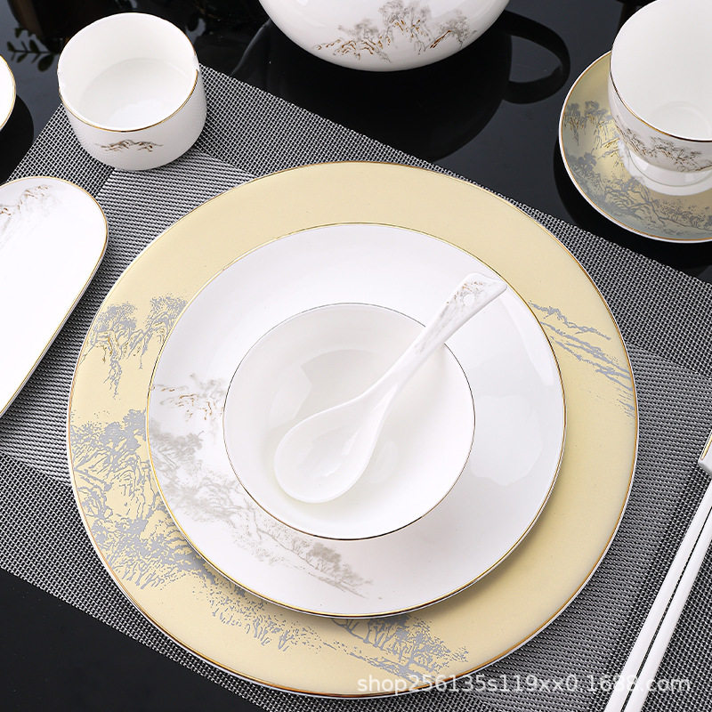 Ceramic High-grade Plate Hotel Table Tableware suit Dishes Box Hotel Club Private Cuisine Special Zen River and Mountain