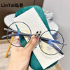 00102 New Anti-Blue Light Bronze Frame Flat Mirror for Men and Women, Korean Style Retro Square Frame Metal Frame