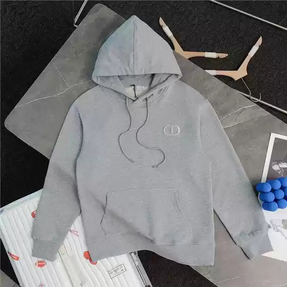 Autumn and Winter New Letter Embroider Fashionable European Style Sweatshirts for Men and Women Casual Loose Hooded Fleece-Lined Same Style Long-Sleeved Tops