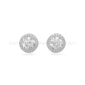 Full diamond solitaire white gold stud earrings