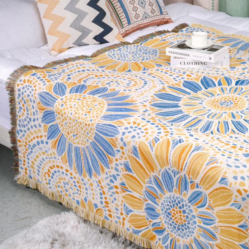 Cross-border foreign trade camping blanket moisture-proof camping mat Jacquard tapestry ins style sofa towel thread blanket multifunctional sofa blanket