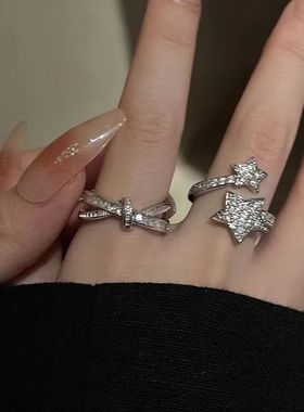 爱心戒指锆石ins小众设计女