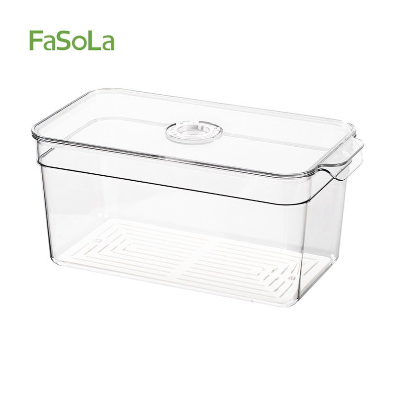 Fasola Lidded Crisper Household Storage Vegetable and Fruit Sorting Box Transparent Large Refrigerator Storage Box