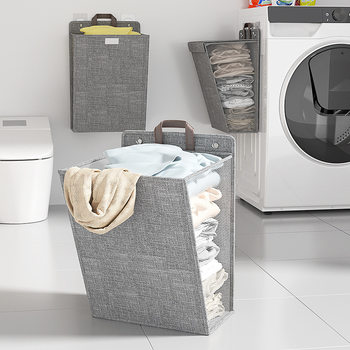 Cotton and Linen Dirty Clothes Basket Foldableable Home Bathroom Dormitory Multi-Functional Storage Wall-Mounted Clothes Dirty Clothes Basket