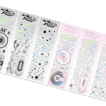 Millennium y2g shiny hot silver stickers retro nostalgic CD MP3 hand account DIY goo card decorative materials