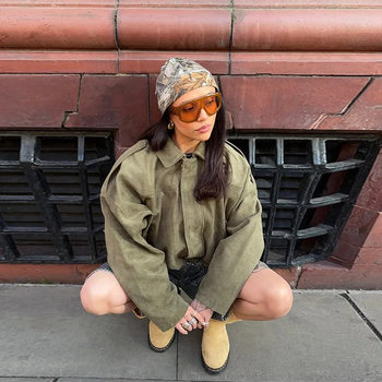 Aliexpress's Popular Cross-Border Wholesale European and American Clothing Summer New Shoulder Buckle Waist Bomber Jacket Three-Piece Set