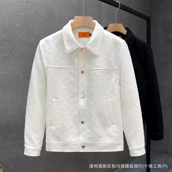 Tweed Style Men's Jacket New Style 2025 New Autum Classy Casual Slim Jacquard Classy Short Jacket