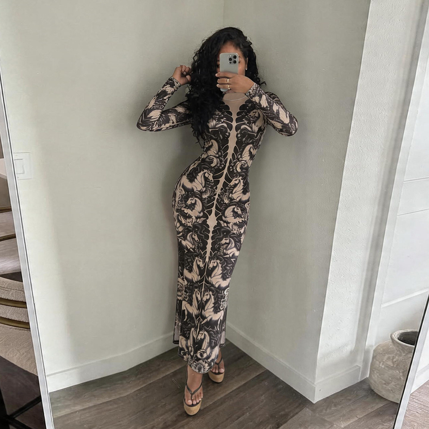 Fashion Womens Long Sleeve Slim Fit Top Animal Print High Neck Spring Style Wholesale Available