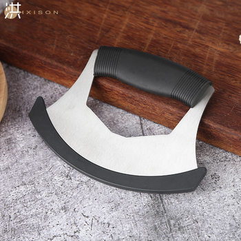 Cross-border stainless steel vanilla pizza cutter with knife cover pizza cheese cutter slicing knife kitchen gadget