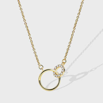 N0085 Double Ring Necklace Female European and American Cross-border wish Foreign Trade Circle Buckle Geometric Pendant Clavicle Chain