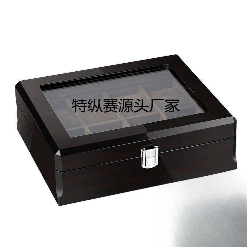 Wholesale 12-Digit Multi-Digit Watch Box Storage Packaging Box High-End Painted Ebony Wood Grain Watch Box Jewelry Box Display Box