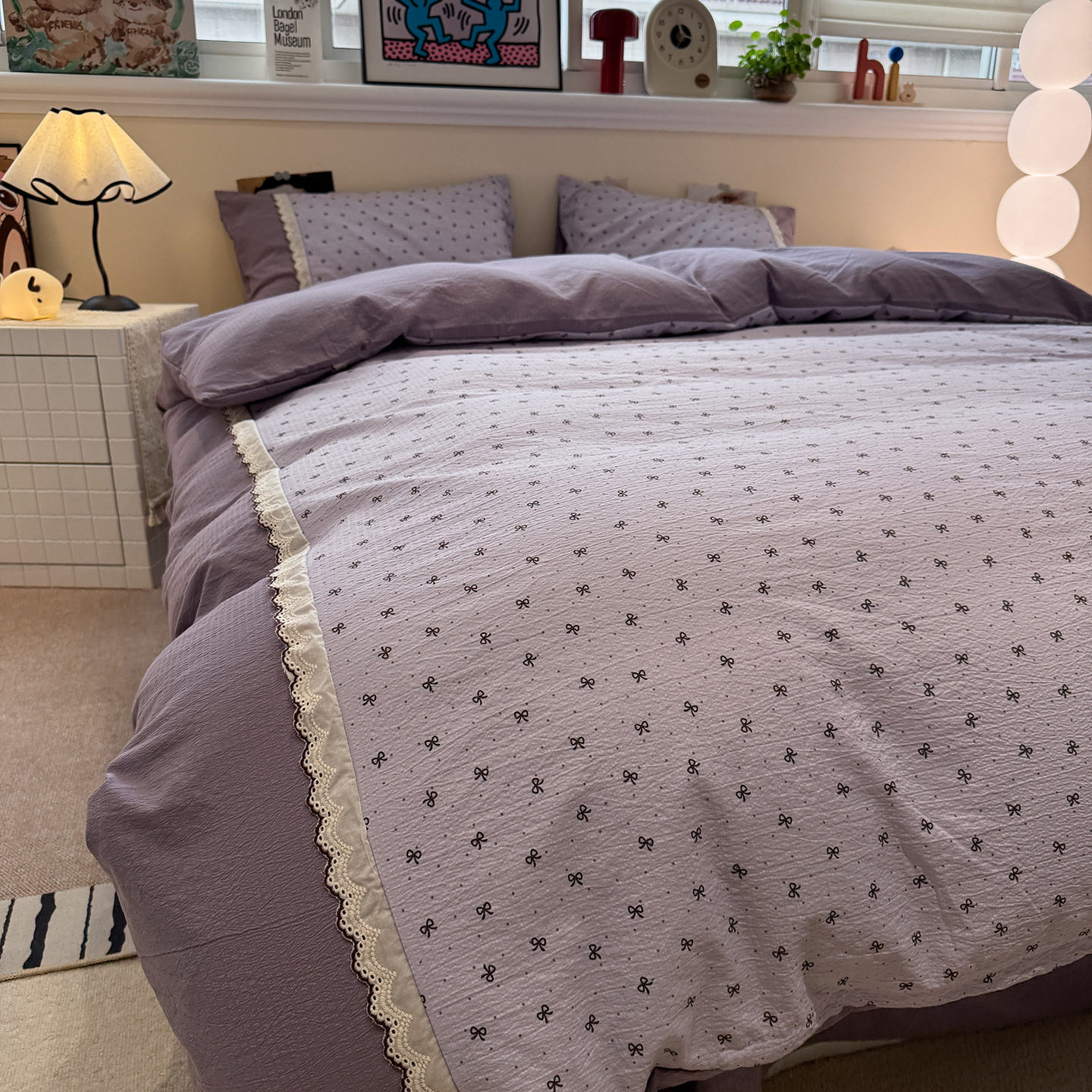 All-Cotton Lace Four-Piece Set Ins Naked Sleeping Quilt Cover Korean Style Princess Style Pure Cotton Bed Bed Sheets Three-Piece Set Live Broadcast Hot Style