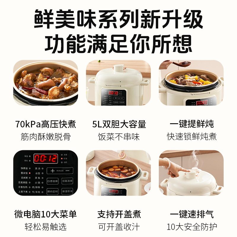 AUX-Oaks electric pressure cooker household multifunctional rice cooker 5L large capacity non-stick cooker wholesale pressure cooker