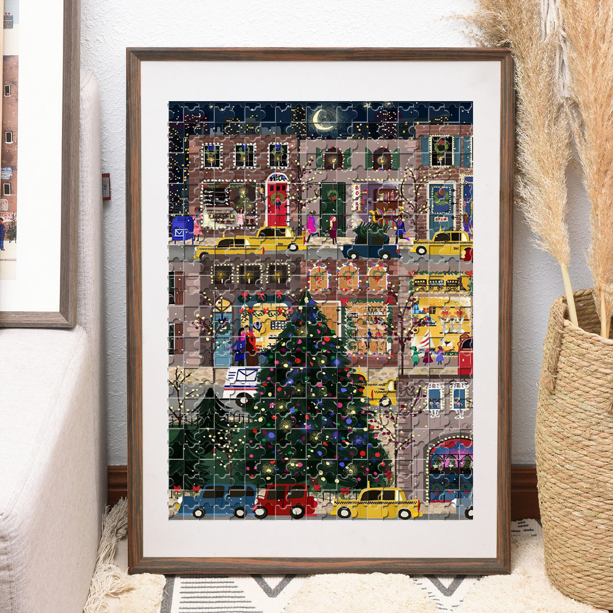 New Chinese style solid wood photo frame 28 large size wall-mounted walnut 500 pieces 1000 puzzle frame wooden photo frame wholesale