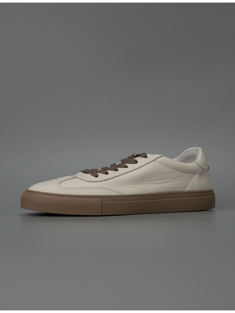 Giày sneaker nam da trắng thủ công thoáng khí dễ phối đồ — Màu trắng