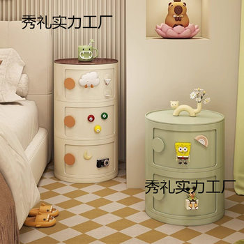 Multi-Layer Bedroom Storage Cabinet Small Narrow Storage Cabinet Ultra-Narrow Bedside Table Sofa Side Cabinet Cylindrical Bedside Table Living Room