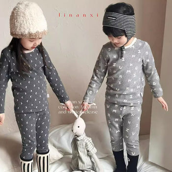 82310 Wool Pull Rack Children's Home Clothes 25 Years Spring and Autumn New Class A Baby Boys and Girls Autumn Clothes and Pants Two-Piece Set