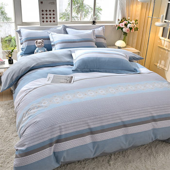 Class a Simple Cotton Brushed Four-Piece Bed Bed Sheets Quilt Cover Dormitory Thickeneded Cotton Event Gift Three-Piece Set Wholesale